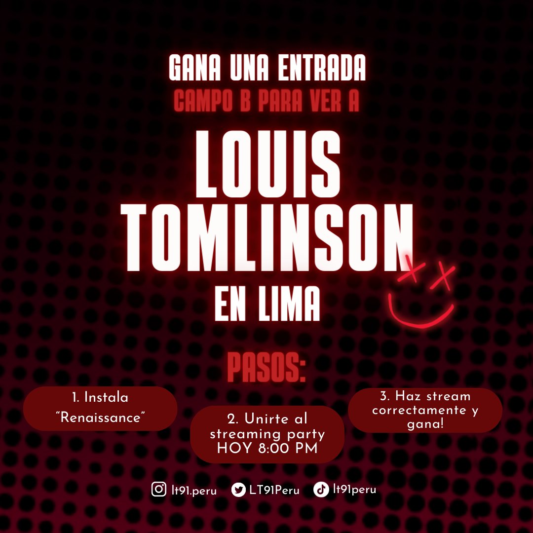 LT91Peru's tweet photo. 🚨CONCURSO🚨

Lo prometido es deuda, les traemos un streaming party para ganar una entrada CAMPO B! Recuerden que es exclusivo para las fans que NO cuentan con entrada 🙏🏻

— INICIO: HOY 23/01 A LAS 8:00PM
— TERMINO: MIÉRCOLES 25/01 A LAS 8:00PM

🔗 https://t.co/McLHAZLyrL https://t.co/mrscw54141