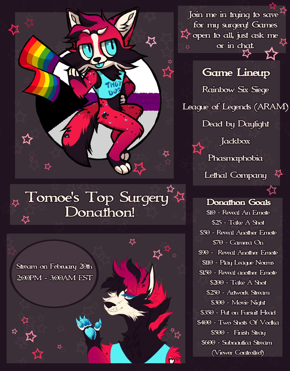 Yuki_Doragon's tweet photo. Hi everyone! I'm hosting a donathon stream for something very important; my top surgery! I've been struggling for years to save up for this as surgery isn't cheap, so I'm reaching out for help!  
#smallstreamer #donathon #furry #LGBTQ #Vtuber準備中 #pngtuber https://t.co/QXDszcff51