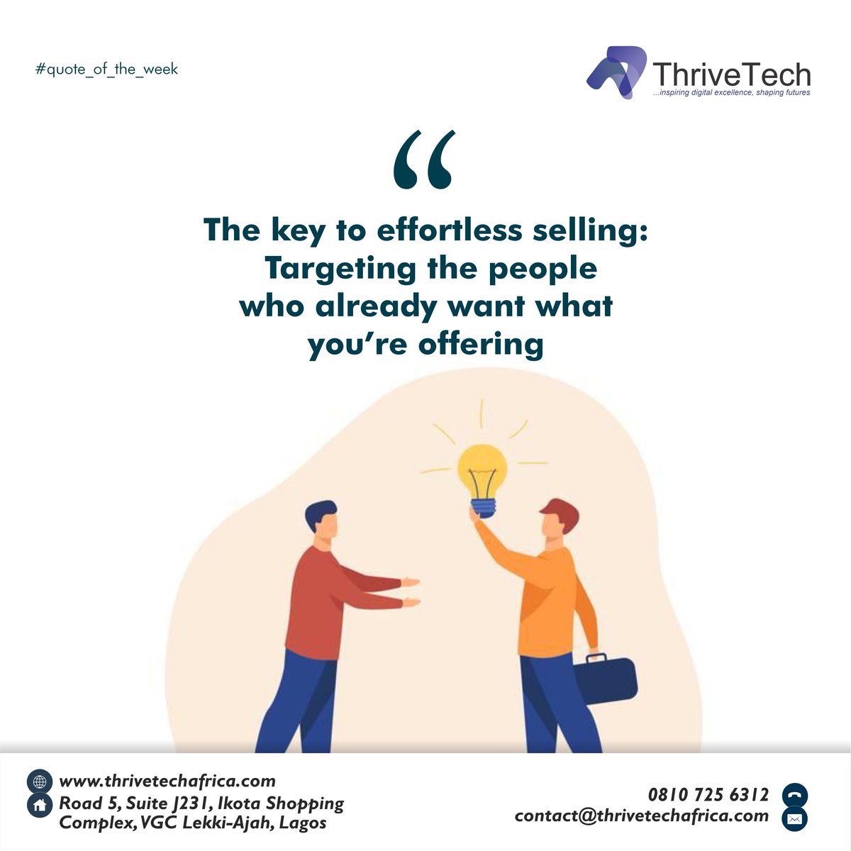 VeriaTech's tweet image. Increasing sales and improving sales performance is a focus. It doesn’t matter what industry you’re selling in (or even what you are selling), the need for increased sales is common.

Let&apos;s help you with the right targeting. 

#thrivetech #innovation #salestargeting