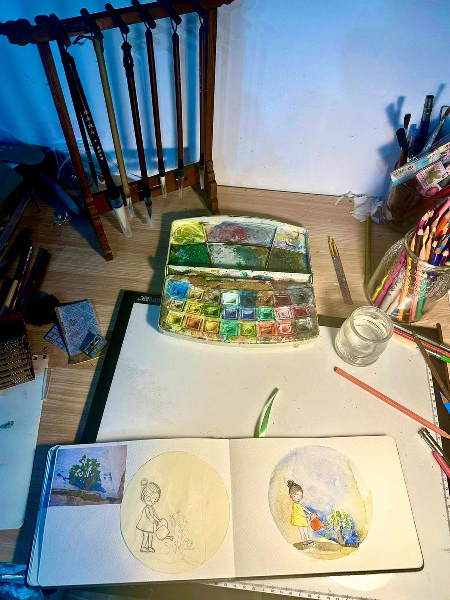 #art#aquarella#projecte#ceramica#esboç#treball#book#tortosa#🎨🖌 Treballant amb al projecte de la Casa Landerer 💚💛🧡❤️🖤💜💙