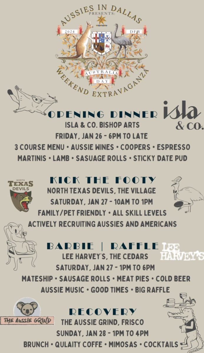 ntxdevils's tweet image. Join the Devils this weekend among the weekend extravaganza for Australia Day!!

Try out kick the Aussie punters with a footy!

See you Saturday

facebook.com/events/s/meet-…