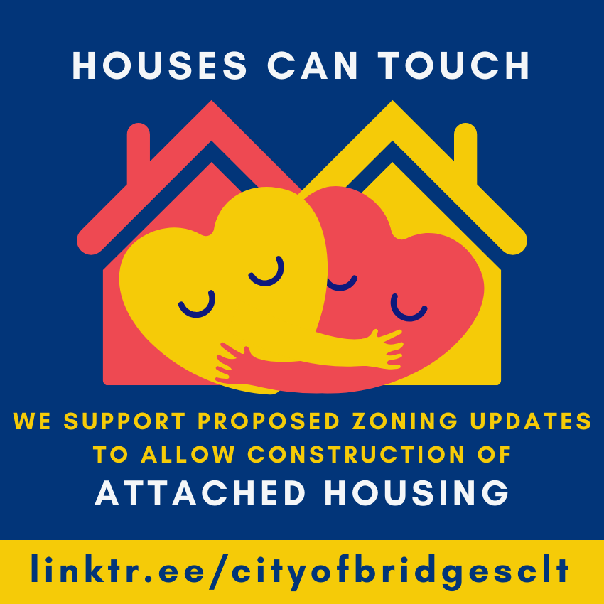 citybridgesclt's tweet image. Houses can touch. We support proposed zoning updates to allow construction of attached housing. 

#CommunityNotCorporations #FightDisplacement #BuildCommunity #PittsburghHousing #AffordableHousing #HousesCanTouch