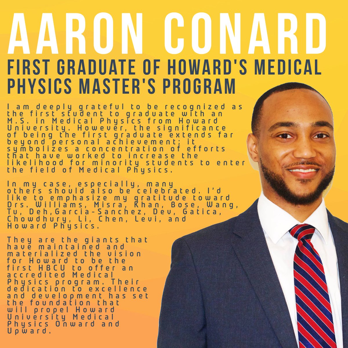 Congratulations to Aaron Conard, Howard University's first-ever Medical Physics Master's Program graduate! Hear first-hand what this means to him... #medicalphysics #howardmedicalphysics