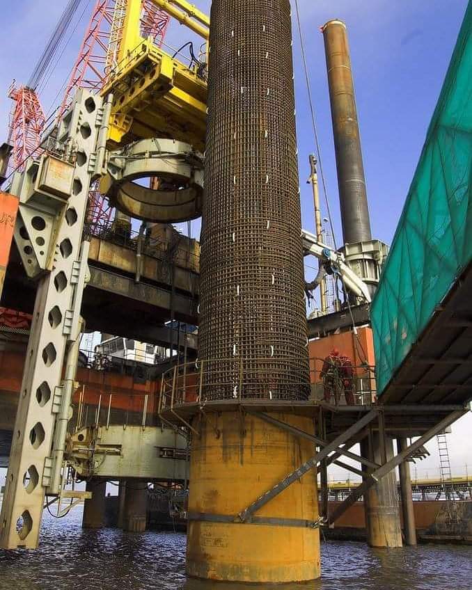 CivilEngDis's tweet image. Pile work in the sea for Bridge Foundation ...