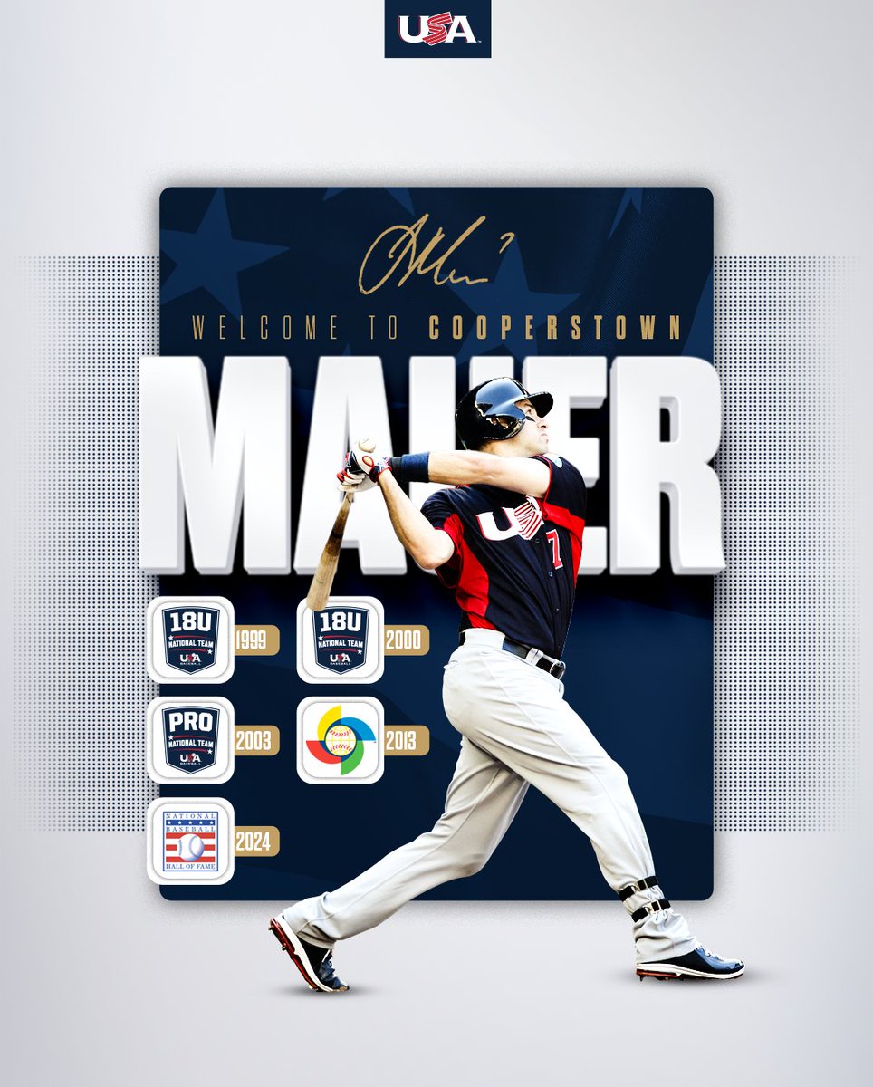 Five-time Team USA Alum Joe Mauer is a first-ballot 𝐇𝐀𝐋𝐋 𝐎𝐅 𝐅𝐀𝐌𝐄𝐑.

Congratulations! 🫡🇺🇸