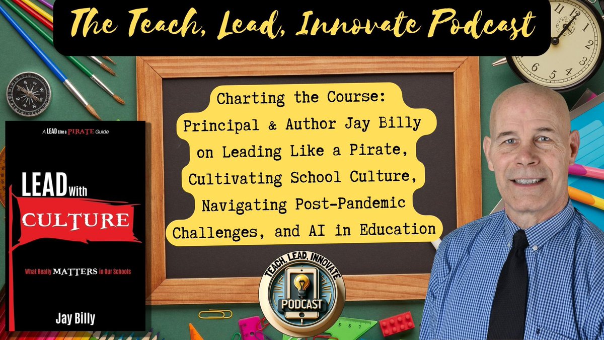 NEW EPISODE AVAILABLE: tinyurl.com/jaybilly Join me as I interview Jay Billy, a passionate educator and principal, about leading like a pirate, cultivating school culture, navigating post-pandemic challenges, and AI in education! @jaybilly2 @burgessdave @AppleEDU @paulvassak…