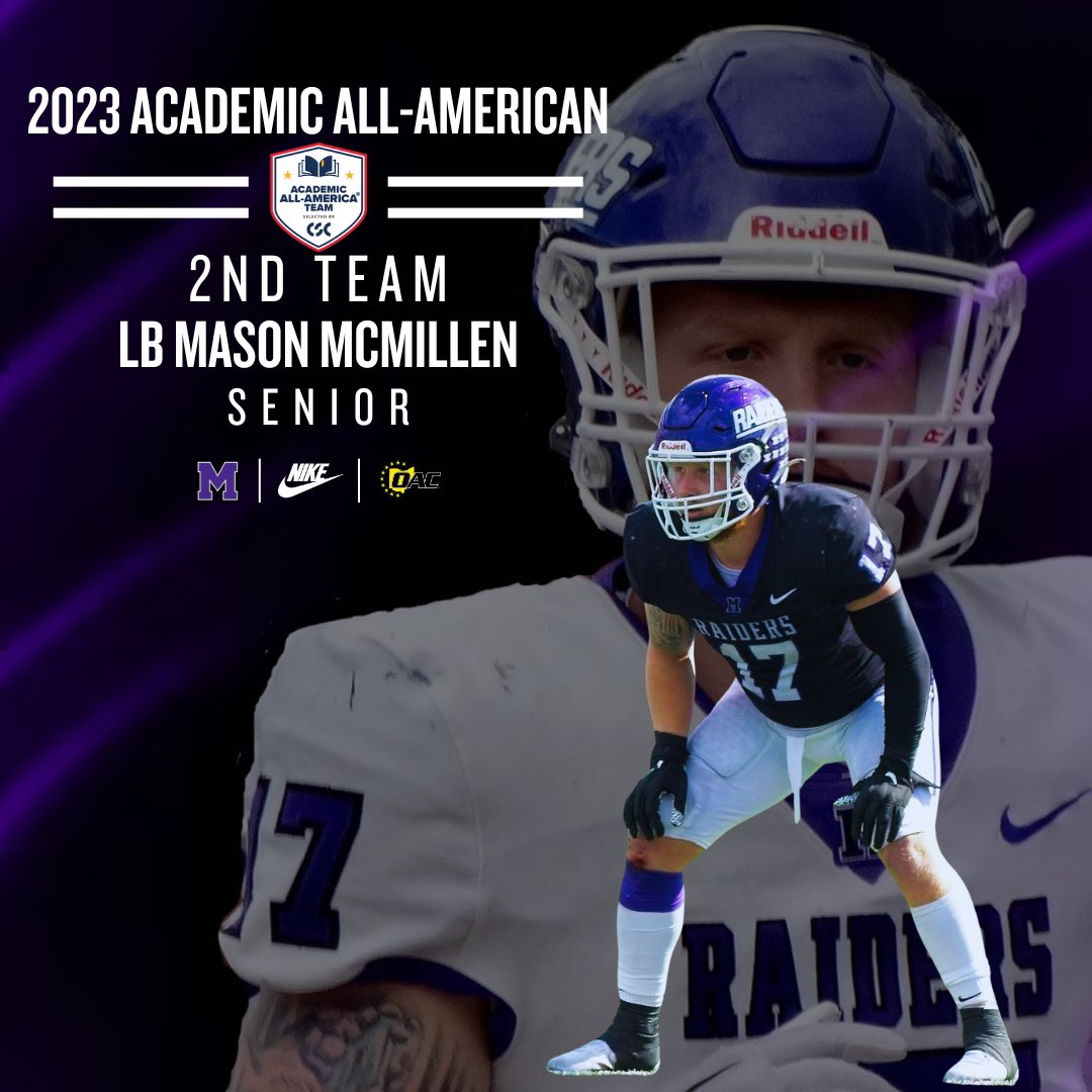 Congratulations to LB Mason McMillen for being named to the Academic All-America team for the second year in a row! #ChampionTheStandard