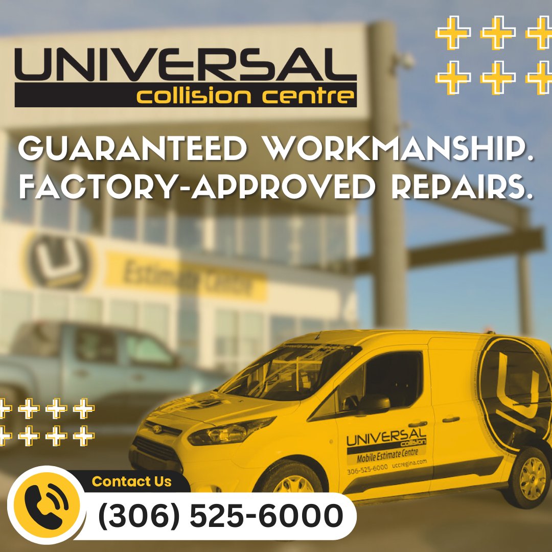 UCCsask's tweet photo. Thousands have chosen Universal Collision Centre for a reason—our guaranteed workmanship. 🤝 We're not just fixing dents; we're restoring your vehicle back to factory standards. Try us before going anywhere else. Call (306) 525-6000. https://t.co/s8HbxNLlq1
