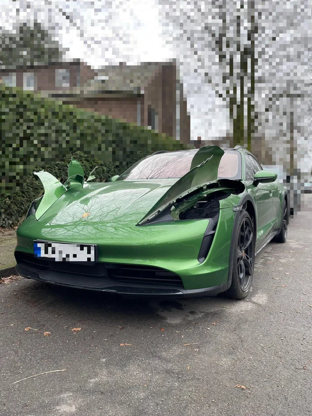 SpeedSportLife's tweet photo. From /r/porsche - Someone had their Taycan headlights stolen in the worst way https://t.co/ZullvbMmg3 https://t.co/8zFmOhEV8J