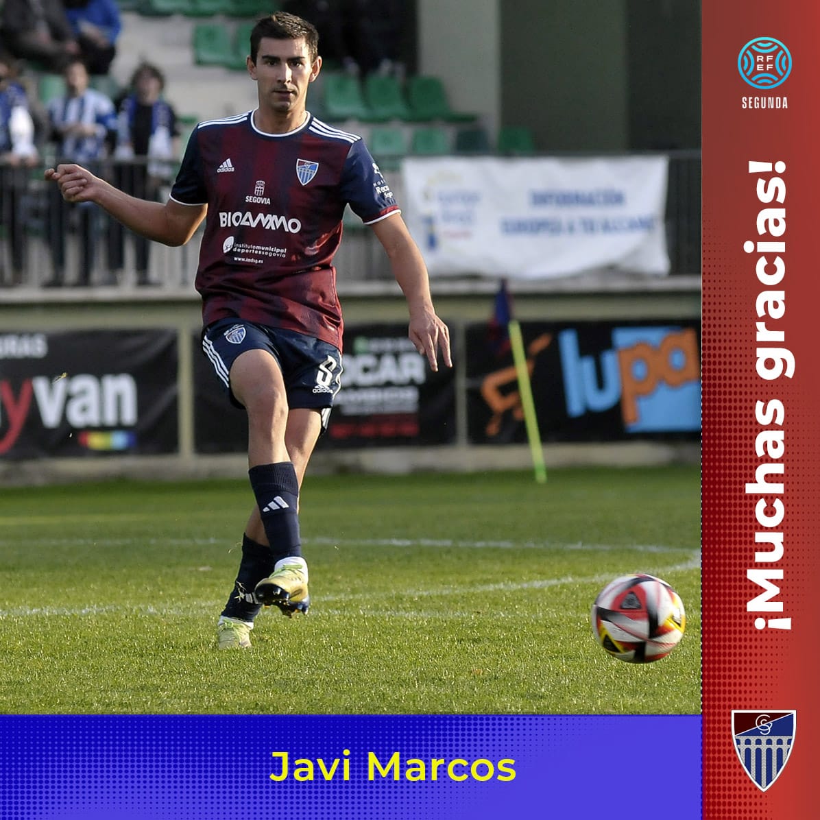 El central de la Segoviana Javi Marcos abandona la disciplina del equipo azulgrana. Deja el fútbol en activo tras aprobar una oposición. Ya no jugará el próximo partido ante el Villanovense. <a href="/lagimnastica/">Gimnástica Segoviana CF</a>