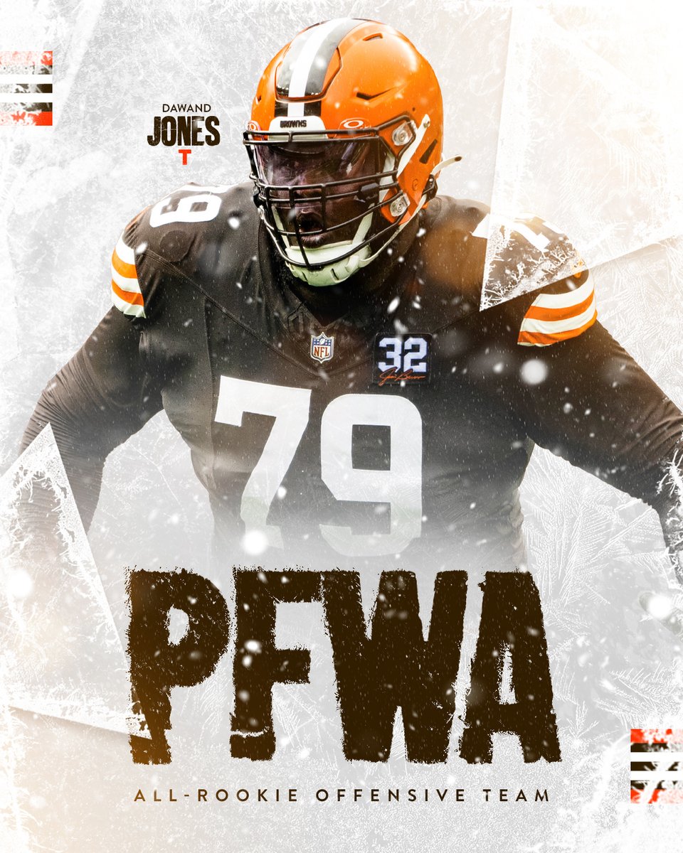 Browns's tweet photo. Excited for our guy @dawandj79 on being named to the PFWA All-Rookie offensive team!

📄: https://t.co/S4anBccq4o https://t.co/oowfsCZfId