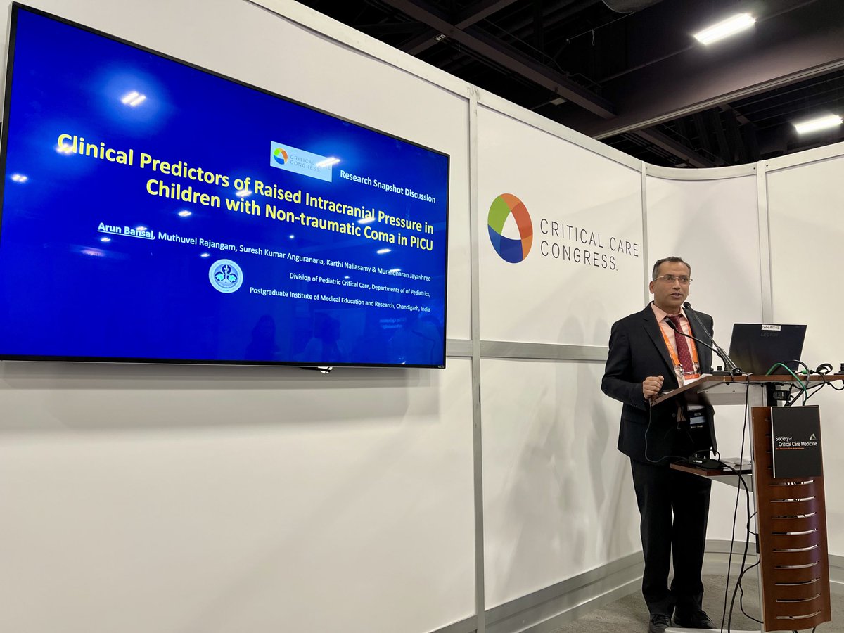 ⁦@drarunbansal⁩ sharing another interesting study, this time is the less frequently studied realm of non-traumatic ICP monitoring. 
#SCCM2024 #PedsICU #NeuroPICU