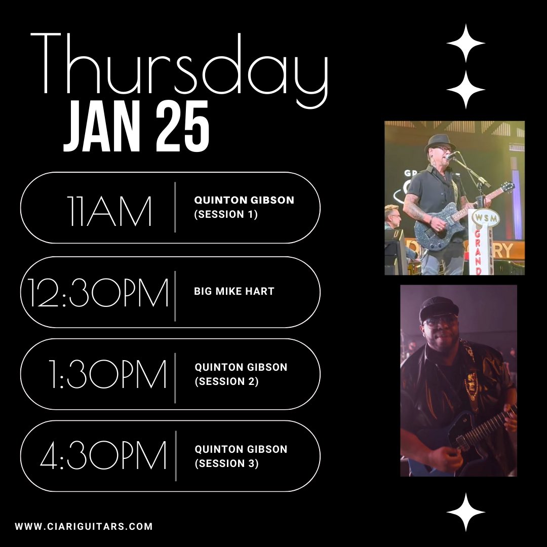 CiariGuitars's tweet image. ➡️ Going to be at @thenammshow this week? Come visit us in Hall D, Booth 4744 and check out some of our Ciari Artist performances!
 
#Artist #Performance #Guitar #NAMM #NAMM2024 #Travel #Convention #TravelGuitar #FoldingGuitar #Electric #ElectricGuitar #ProPlay #Concert