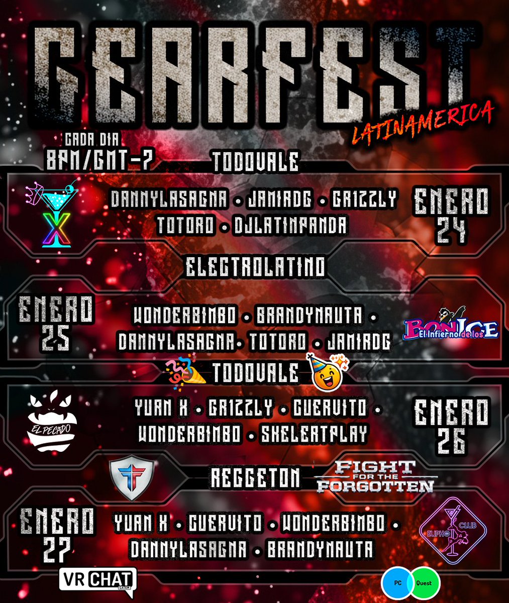 TeamLatamVR's tweet photo. Bienvenidos a nuestra primera celebración y recaudación comunitaria del año!

4 dias de fiesta, 4 clubes, y el anhelo de ayudar a quienes mas lo necesitan. Mas informacion en nuestro discord: https://t.co/V03X8Wnphp https://t.co/ABDska0QD9