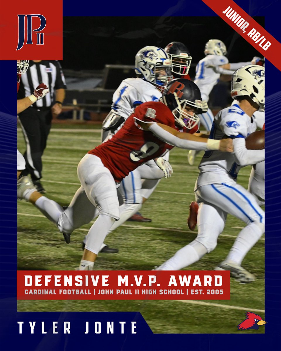 Congrats to our 2023 <a href="/JPIIHS_Football/">JPIIHS Football</a> Defensive MVP award winner… <a href="/tjonte32/">Tyler Jonte</a>! Way to cause chaos Tyler! #OutWorkEveryone