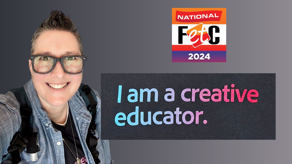 Thrilled to be at #FETC today sharing two workshops. I am a creative educator. @APSInstructTech T-Shirt # 126