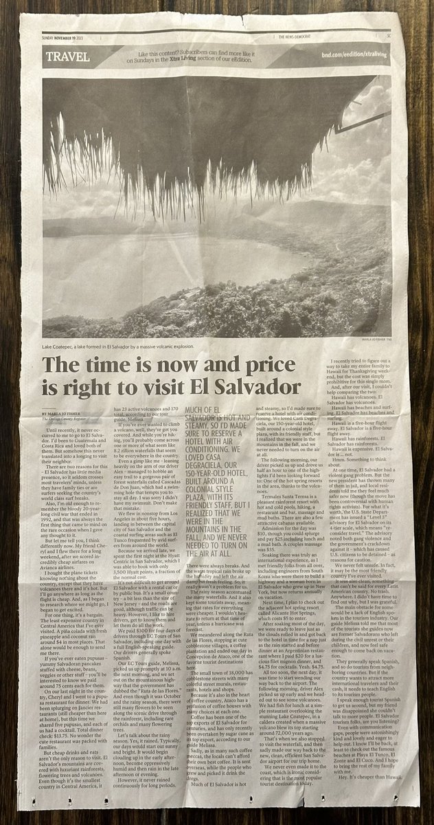 SeedSigner's tweet photo. Full page feature article from my in-laws small town Illinois newspaper -- the world is seeing you El Salvador! https://t.co/qew8vq6ax0
