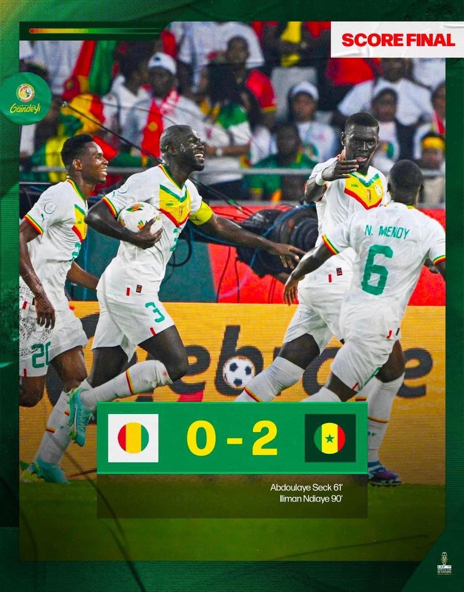 Félicitations aux Lions pour cette victoire (2-0) face au Syli National de Guinée. En réalisant ce carton plein dans les phases de poule, vous confortez votre leadership et votre titre de Rois d’Afrique. Nos prières vous accompagneront jusqu’au bout. Mankoo wouti waate ndamli.