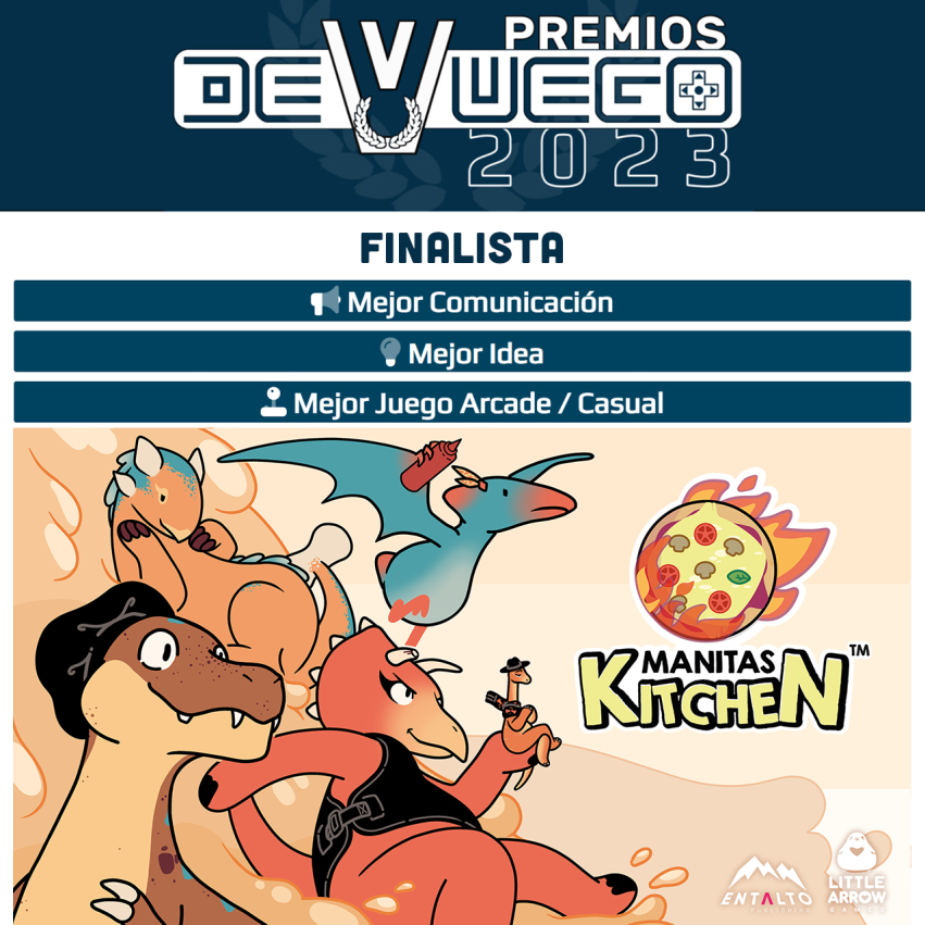 📢NOTICIAS📢

¡Manitas Kitchen es FINALISTA en 3 categorías de los premios Devuego! 😱 

Muchísimas gracias a todes los que habéis votado por nosotres🩷 🦖 

Voy a tener que mandar muchos besitos de dinosaurio por correo💌

En breve podréis seguir votando aquí abajo👇