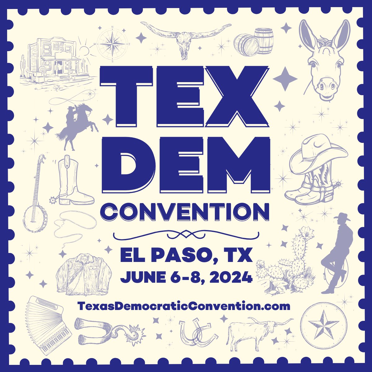 Introducing the 2024 Texas Democratic Convention logo. We'll see you in El Paso this June! ➡️txdem.co/ConventionRSVP #TXDems24