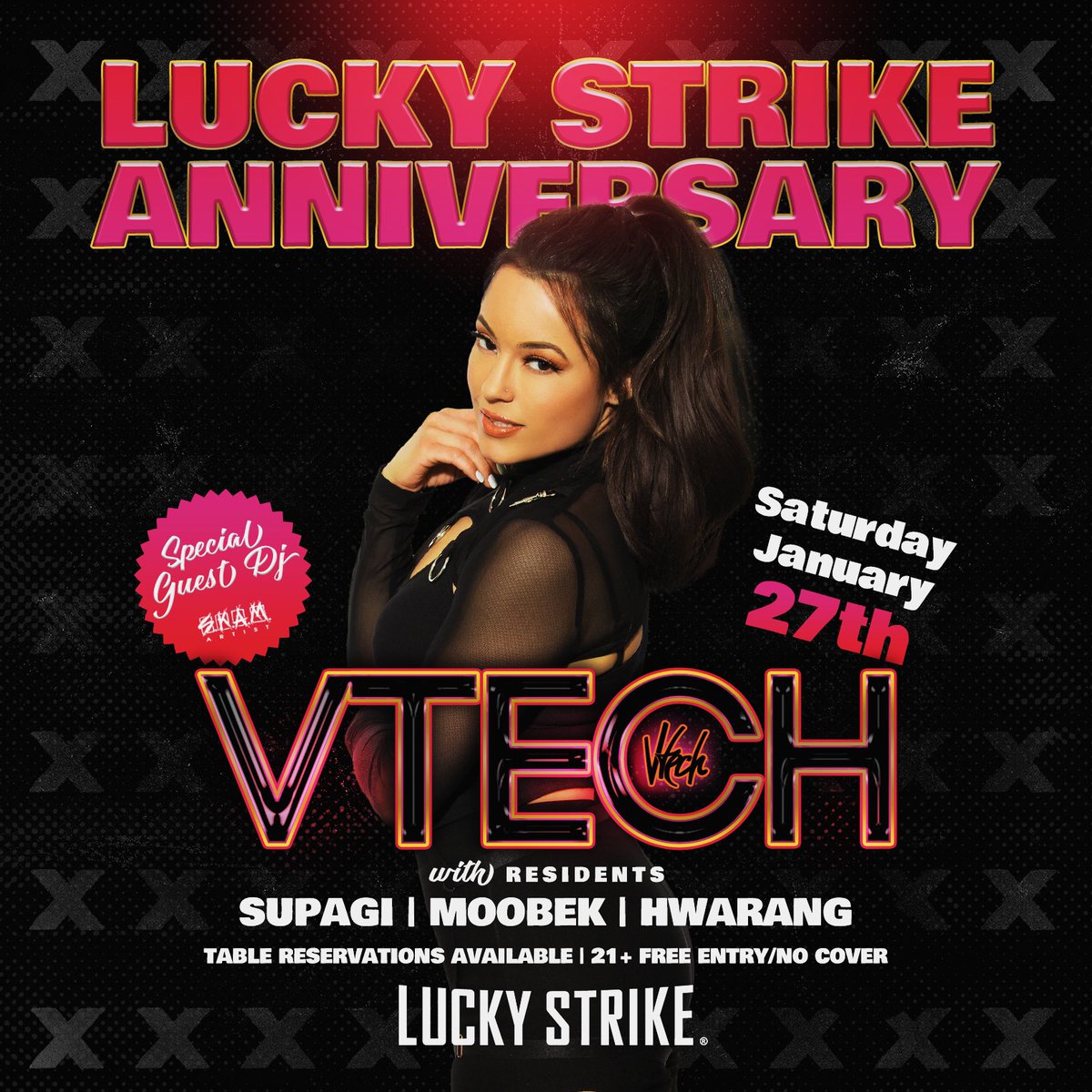 Guy Godefroy (@mrfatlace) on Twitter photo Saturday is the <a href="/LuckyStrikeBell/">LuckyStrike Bellevue</a> anniversary party with <a href="/VtechTheDJ/">♪♪VTECH the DJ</a> <a href="/SKAMARTIST/">SKAM ARTIST</a> 21+ Free/No Cover - To book a table call/text 702-381-8551 Saturday is the <a href="/LuckyStrikeBell/">LuckyStrike Bellevue</a> anniversary party with <a href="/VtechTheDJ/">♪♪VTECH the DJ</a> <a href="/SKAMARTIST/">SKAM ARTIST</a> 21+ Free/No Cover - To book a table call/text 702-381-8551