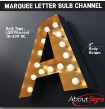 Add a vintage touch to your storefront with our Marquee Letter Bulb Channel! 💡✨ These illuminated channel letters exude charm, making your business stand out day & night. Elevate your brand with a touch of nostalgia. 

bit.ly/3Sb2CfP 

#MarqueeLetters #MarqueeSigns