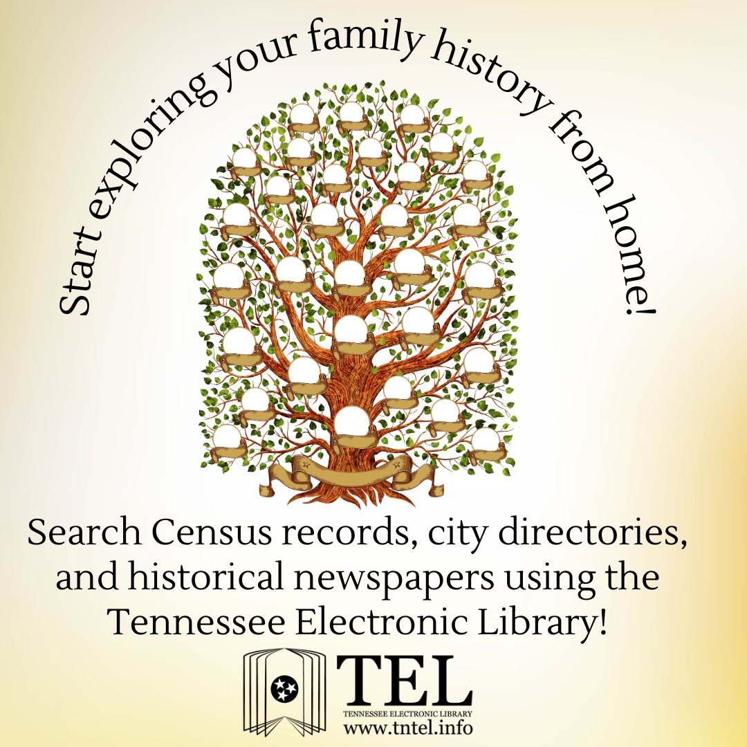 Interested in learning more about your family? Taking time during the holiday season to ask family members about  memories is a great place to start. You can start searching your family's history from home using the Tennessee Electronic Library genealogy resources. Free for TN!