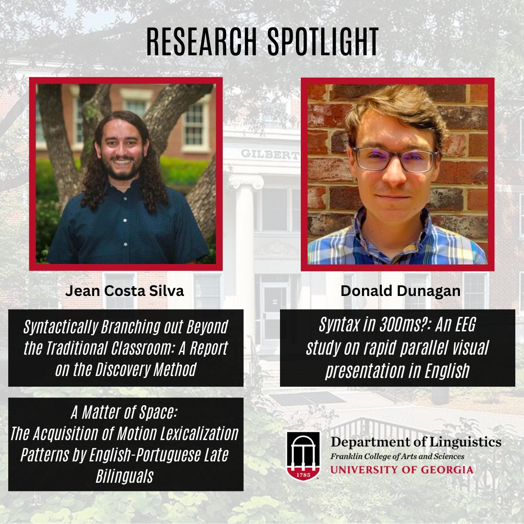 UGALinguistics's tweet photo. This year, doctoral students Donald Dunagan and Jean Costa Silva presented their research in the 100th Linguistics Society of America Meeting. It was held in New York City from January 4th to January 7th.

Thanks for representing, Jean &amp; Donald! https://t.co/hfW45WcQ3w