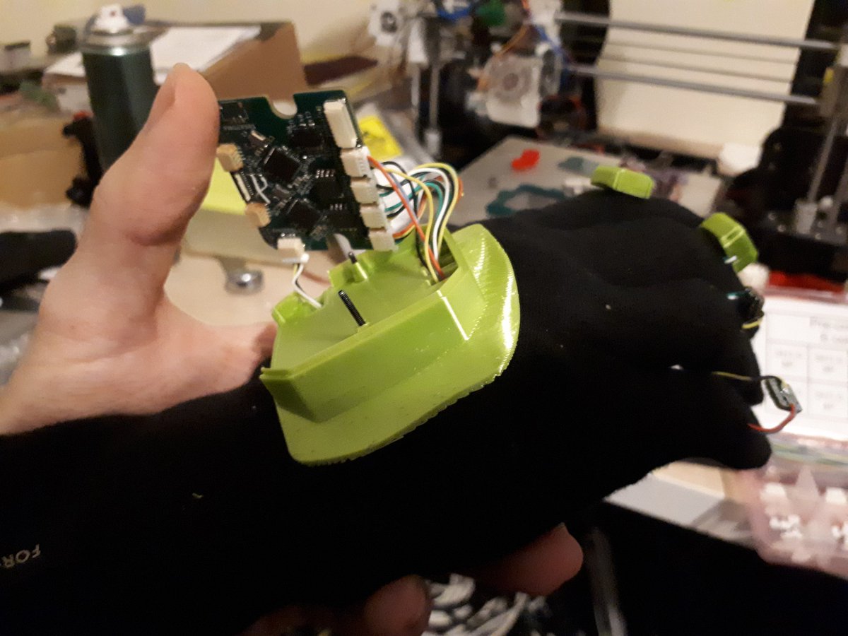 ImmersiveDevice's tweet image. Some changes to decrease the size of some pieces and making assembly easier.

No more individual threading of wires. The whole bundle including the JST connector goes through the fabric (small cut is necessary of course). Much easier and much happier :)