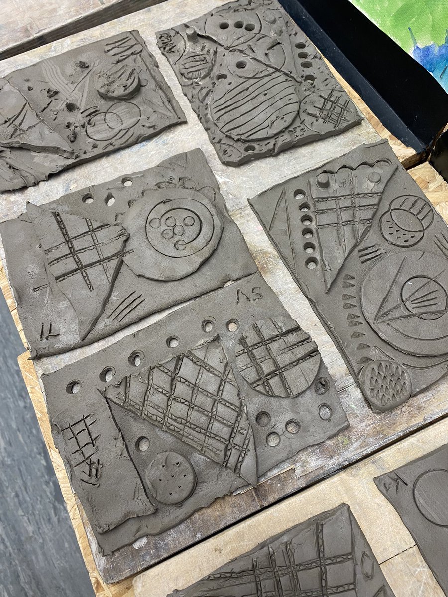 Ark 3 ‘shapes and colour’ Kandinsky inspired clay tiles. Colourful results soon! <a href="/CN_SEND/">The Ark at Castle Newnham</a> <a href="/CastleNewnham/">Castle Newnham</a>