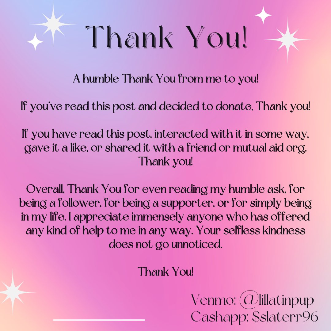 Posting my mutual aid ask here for more reach. If you have anything negative to say you will be blocked. 

Evictions are traumatic and flat out wrong. Housing is a human right. 

All I want for my bday in Feb is stable housing.