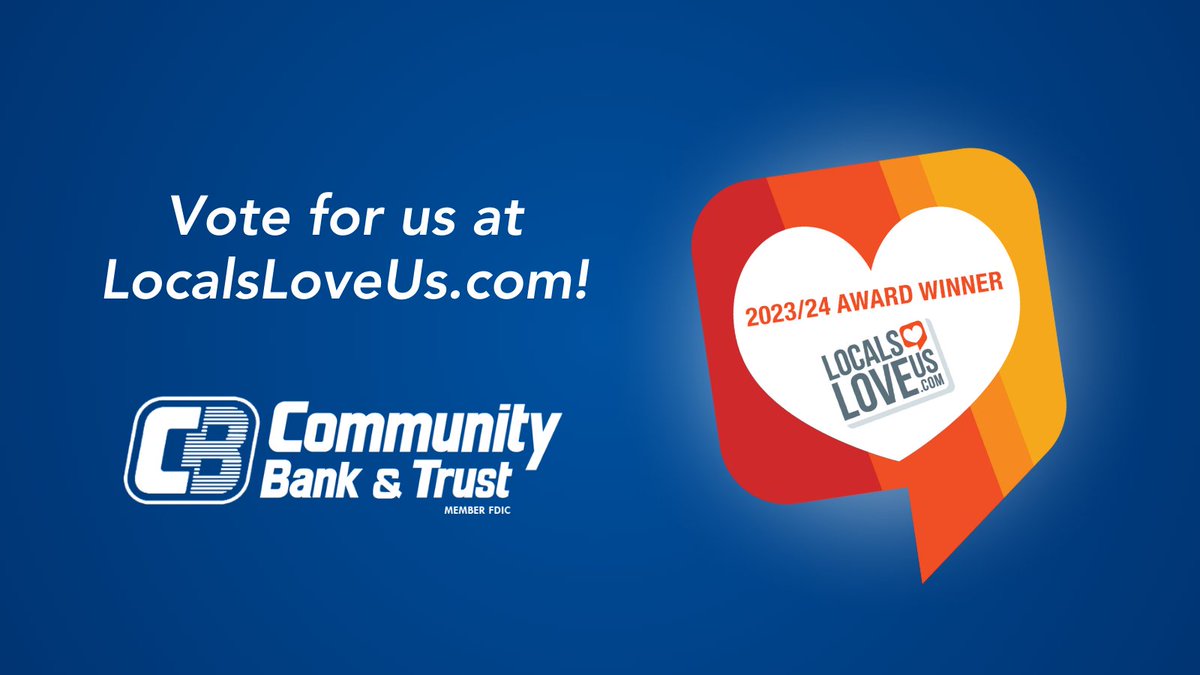 cbtwaco's tweet photo. If you LOVE us, then will you VOTE for us in this year's Waco Area (TX) Locals Love Us poll? Thank you for choosing us as Waco's MOST LOVED bank ELEVEN times!

Voting is going on now at: https://t.co/rw0kx8s44g https://t.co/EE1qiWKLPS