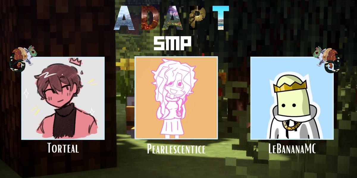 SMPAdapt's tweet image. See them play on Adapt SMP tommorow!
@Torteal_ 
@PearlescentIce 
@LeBananaMC