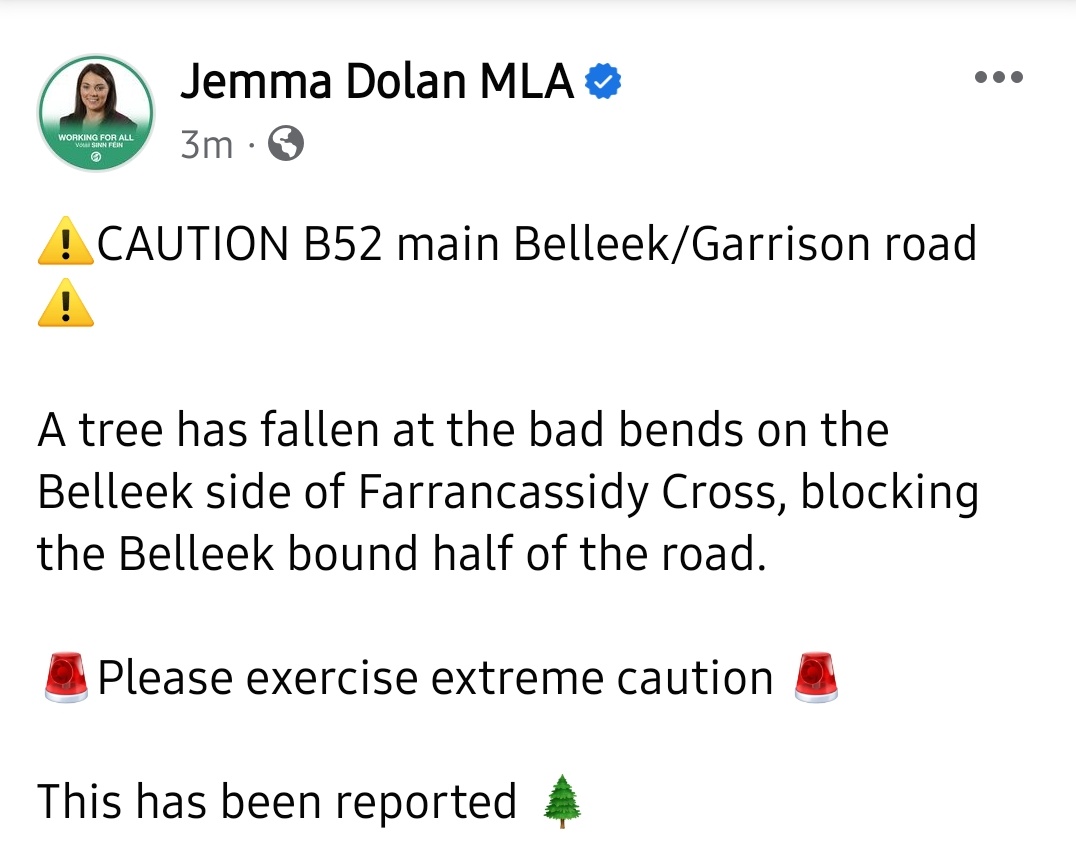 jemma_dolan's tweet image. #treedown #StormJocelyn #Belleek #garrison #caution