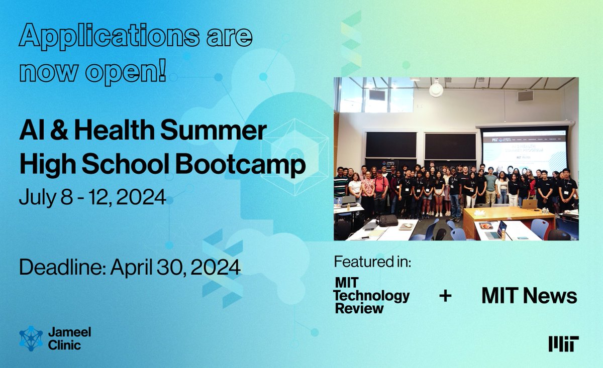 📢 Calling all aspiring AI experts! Applications for our summer high school bootcamp are open again! Rising 10th-12th graders are welcome to apply and we encourage applications regardless of financial status.

Learn more: jclinic.mit.edu/events/high-sc…