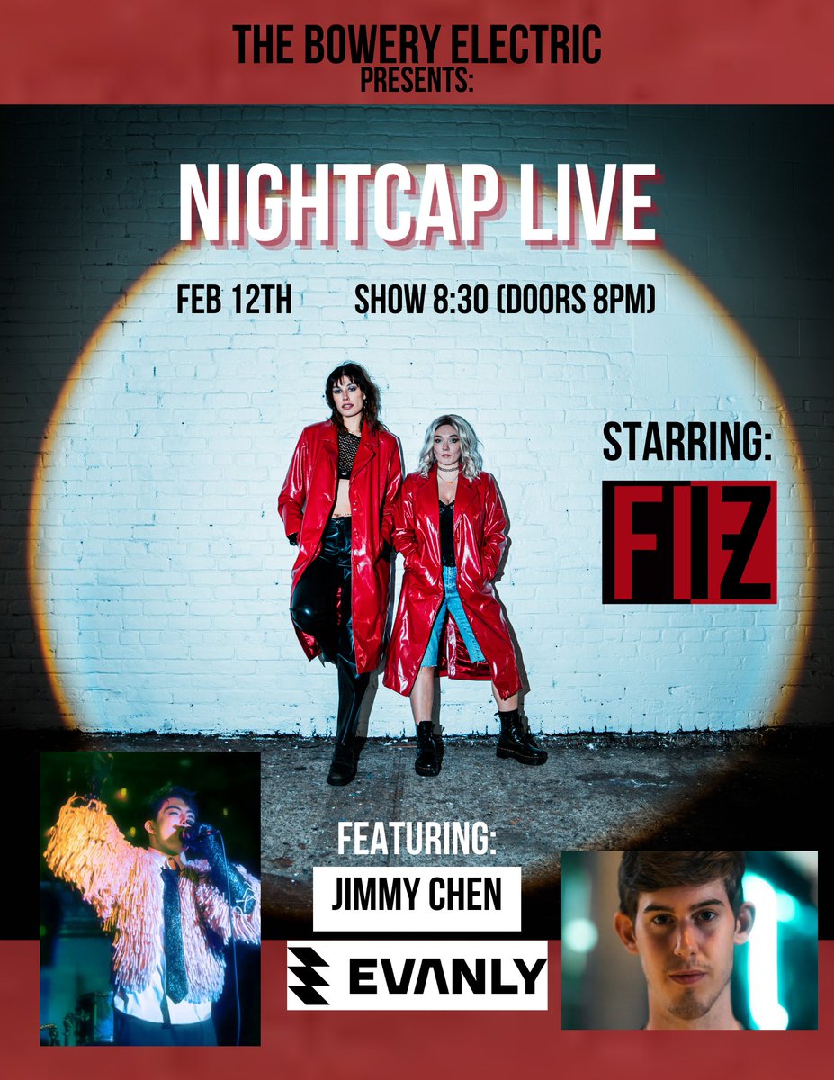 🚨 NIGHTCAP LIVE starring: @fiizmusic, @itsjimmychen and Evanly Doors at 8pm, advance tickets available at $10 🎫 ticketweb.com/event/nightcap…