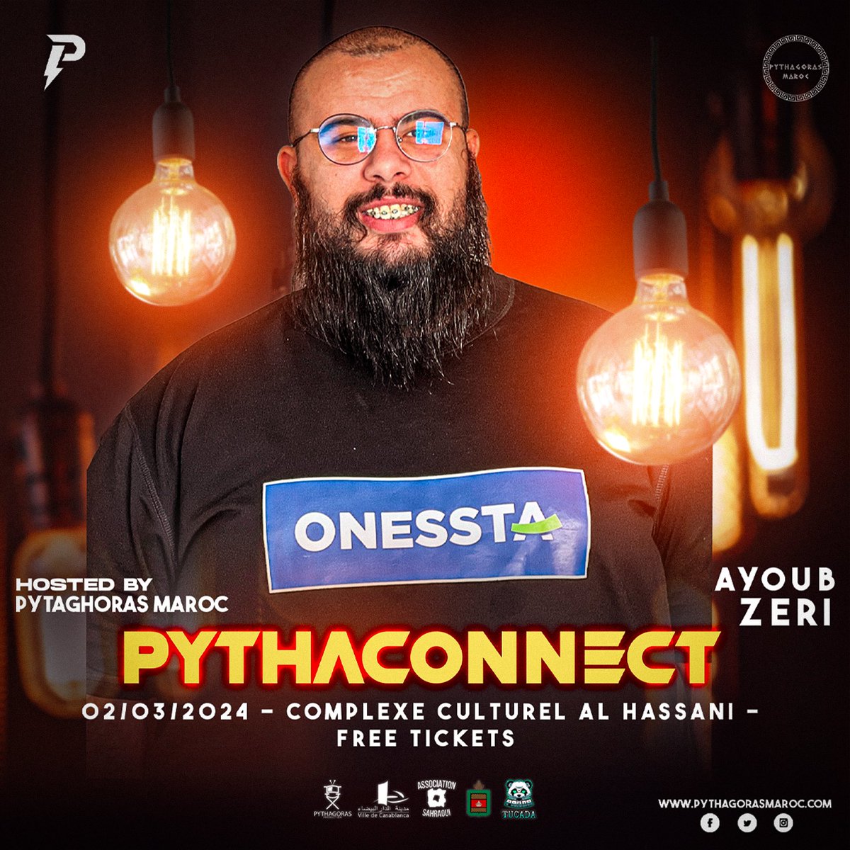 ClubPythagoras's tweet photo. 🚀 Ayoub Zeri, pionnier d'entrepreneuriat , illuminera PythaConnect le 02/03/2024 au Complexe Culturel Hassani, Casablanca! 🌟 Ne ratez pas cette occasion unique de plonger dans l'avenir du marketing. Entrée GRATUITE! 🎉 #PythaConnect #DigitalInnovation #Casablanca2024 https://t.co/ub7dXMKSQm