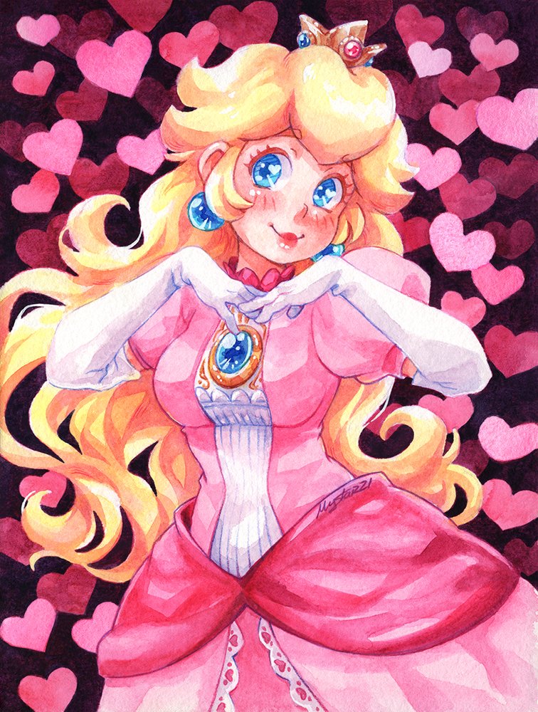 ピーチ姫 「Princess Peach is trending  So here's my」|Mystar⭐21 💕 OPEN (4/10) POST-VALENTINE'S YCH! 💖のイラスト