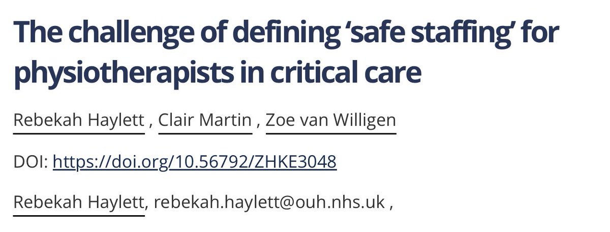 Amazing to see this in print 🤩 A collaboration between @ICS_updates Physio group and @TheACPRC discussing definitions of safe staffing in ICU. @ClairMcBain1 @ZoeWilligen @Becky_HPhysio acprc.org.uk/publications/a…