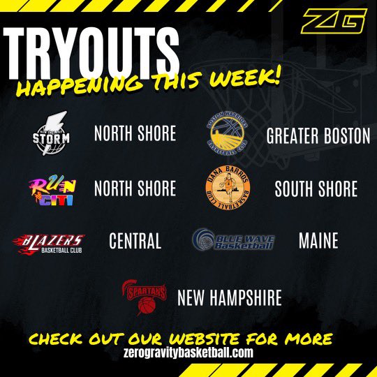 It’s tryout week❗️🏀

Take a 👀 at our website for details👇

🔗: bitly.ws/36IX4

<a href="/ZeroGravityBB/">Zero Gravity Basketball</a> || #ZGBB || 🟡⚫️