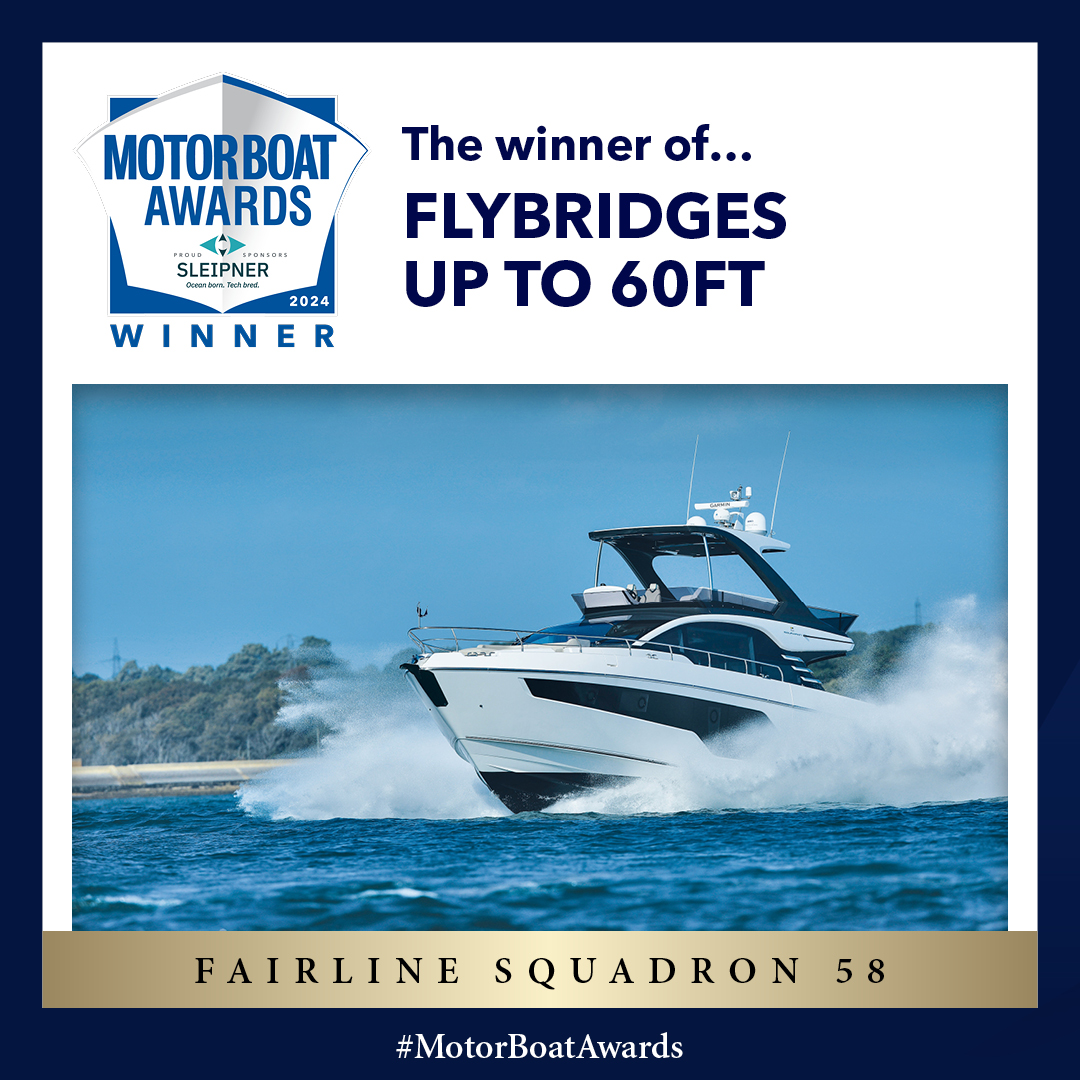 The winner of Flybridges up to 60ft category sponsored by Sleipner is... Fairline Squadron 58 #MotorBoatAwards