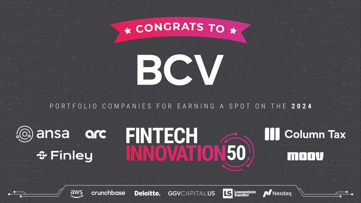 Congratulations to @join_arc, @cheaperpayments, @ColumnTax, @finley_cms and @moov_io for landing on this year’s #FintechInnovation50 list!