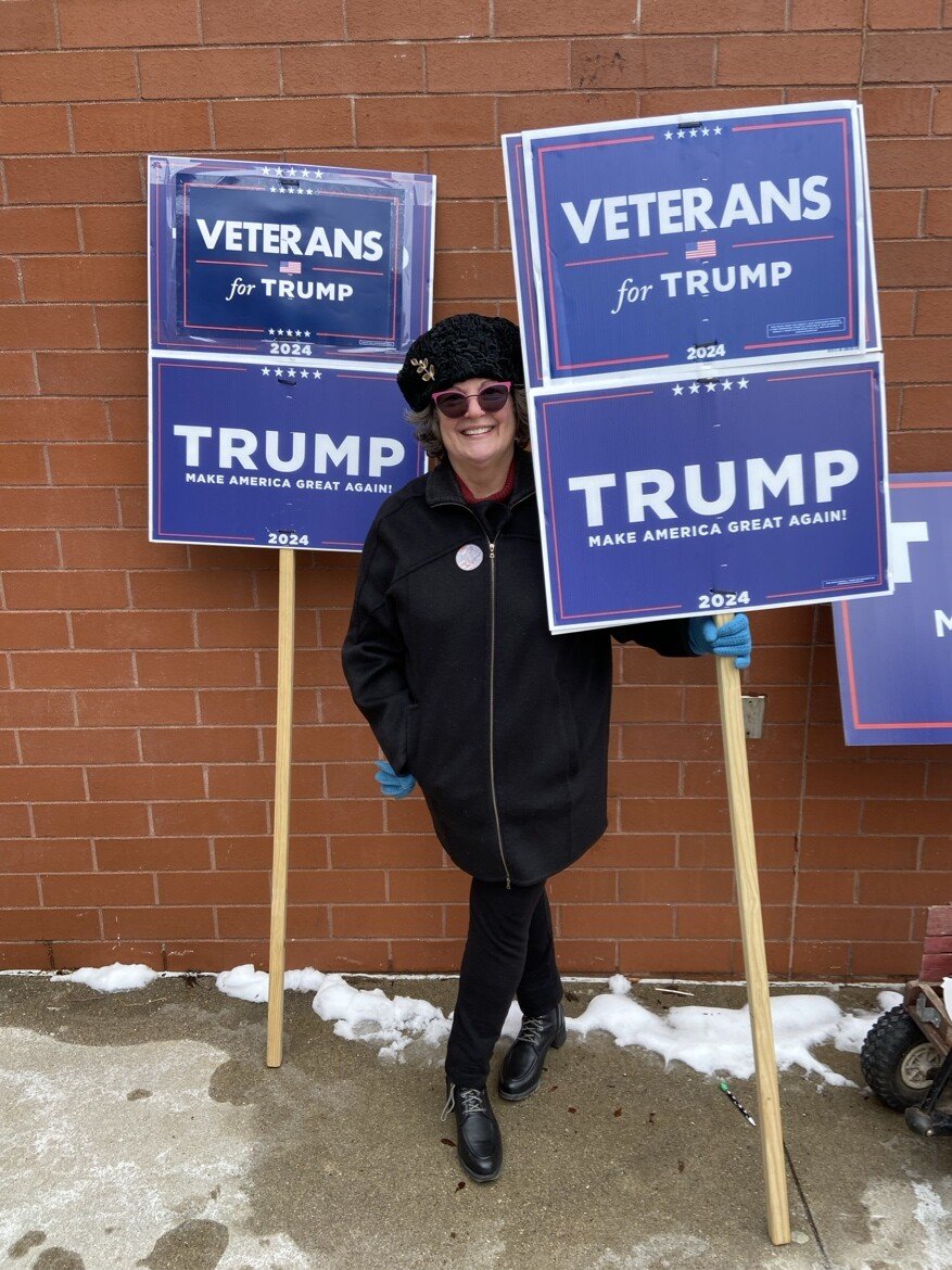 Just got back from hanging out at the polls with my man....#NHPrimary  #VeteransForTrump  Feeling the love from the record turnout and many TRUMP voters