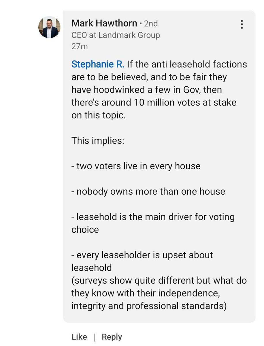 NLC_2019's tweet photo. Mark Hawthorn CEO Landmark Investment clearly disgruntled with your approach @michaelgove @luhc

This snake 🐍 is certainly rattled .......

He admits as we now live in a freehold houses we are 'comfortable' - indirectly agreeing that leaseholders are not living so comfortably in leasehold.  That's the whole point and that's why we are fighting against this disgusting system.

#LeaseholdScandal