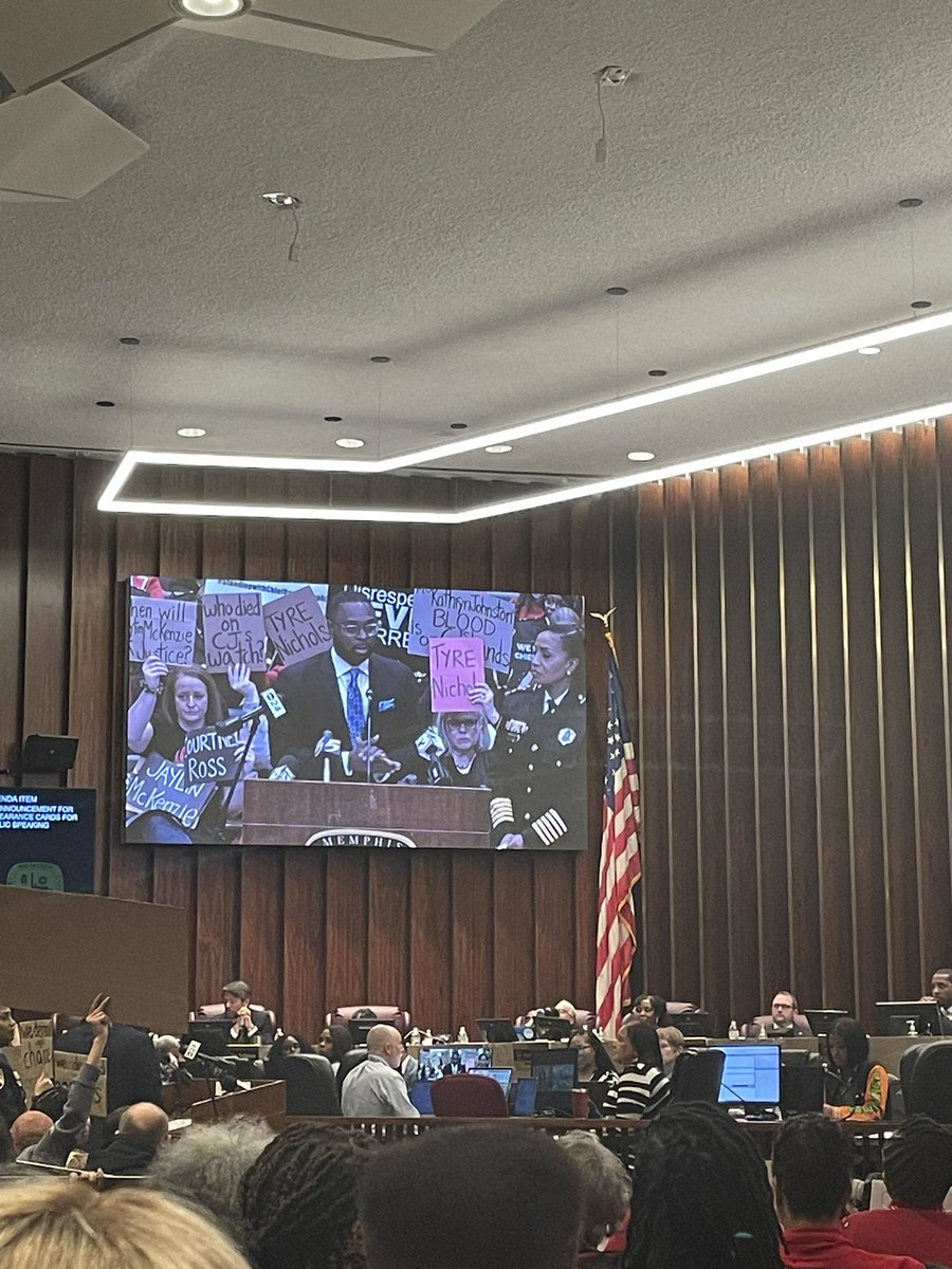 Young addressing the council. Activists holding the names of citizens who died in MPD custody. One, Courtney Ross, died in my apartment complex’s parking lot