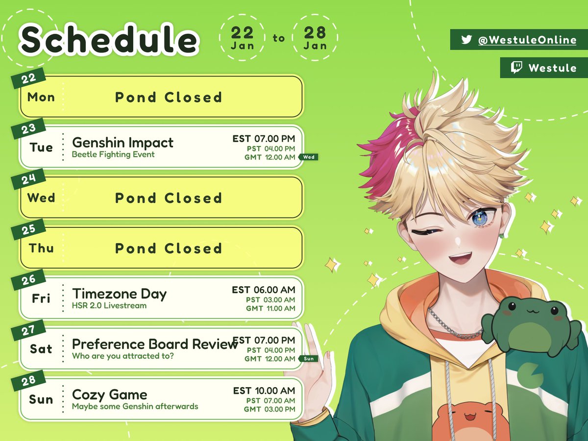 New Schedule, including a fun community activity that I'll post more about this week