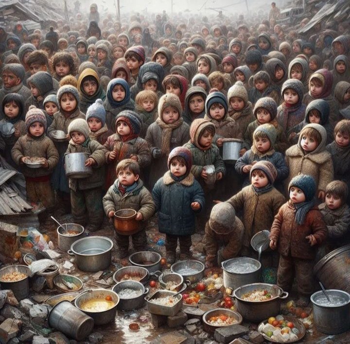 The world sees a drop of water and a piece of bread as too much for them. We will be with them. 

#GazaStarving