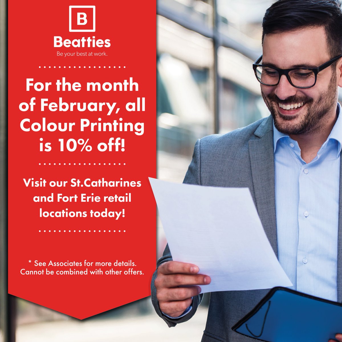 Add a splash of colour to your projects! This month, get 10% off all Colour Printing! Visit our St.Catharines or Fort Erie retail locations today! #colourprinting #printservices #paper #beatties