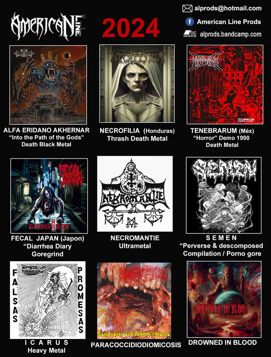 AlfaEridanoA's tweet photo. Lanzamientos para el 2024 de @alprods , incluyendo nuestro nuevo disco "Into the Path of the Gods", disponible a finales de #febrero.
#MetalMexicano #DeathMetal #BlackMetal #BlackenedDeathMetal #NewReleases #NewAlbum #NewSingle #MetalLabel #Lanzamientos2024 #Aztec #Metal #War https://t.co/XHoRqPniKt