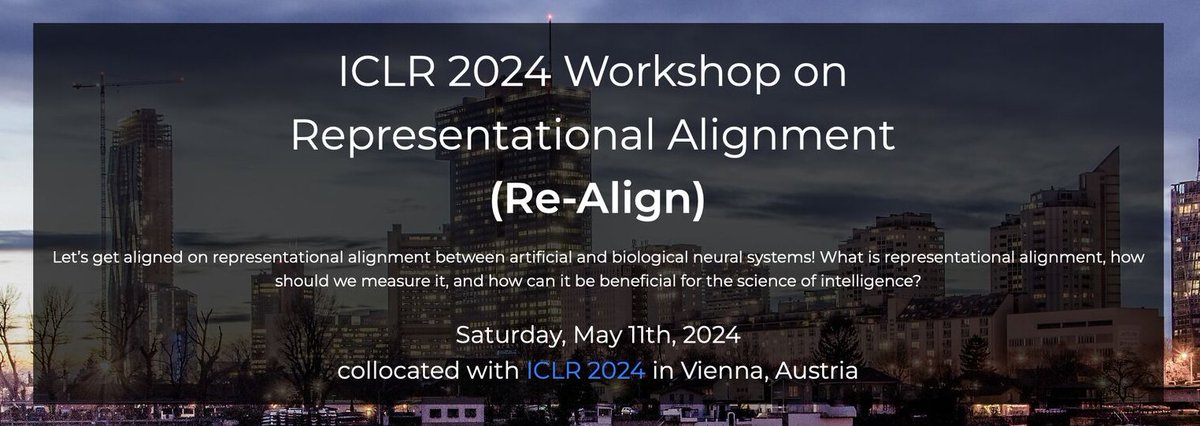 ⏰Only 10 days left to submit!⏰ The Re-Align Workshop is coming to #ICLR2024 🧠🤖🔍 Come share your representational alignment work at our interdisciplinary workshop at @iclr_conf: representational-alignment.github.io Submission deadline is Feb 2nd!